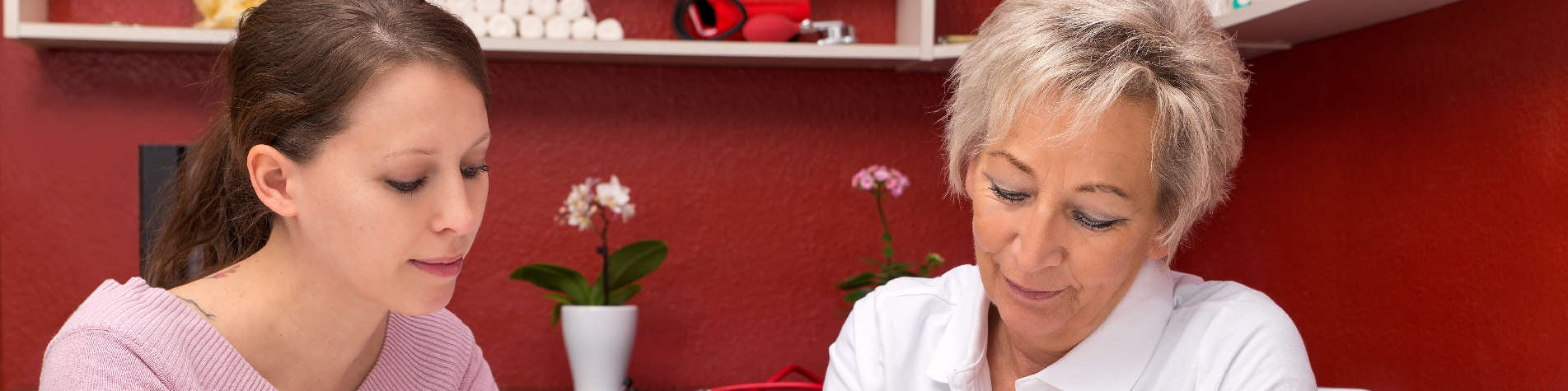 Interview Questions for Caregivers, Elderly Woman Interviewing a Potential Caregiver