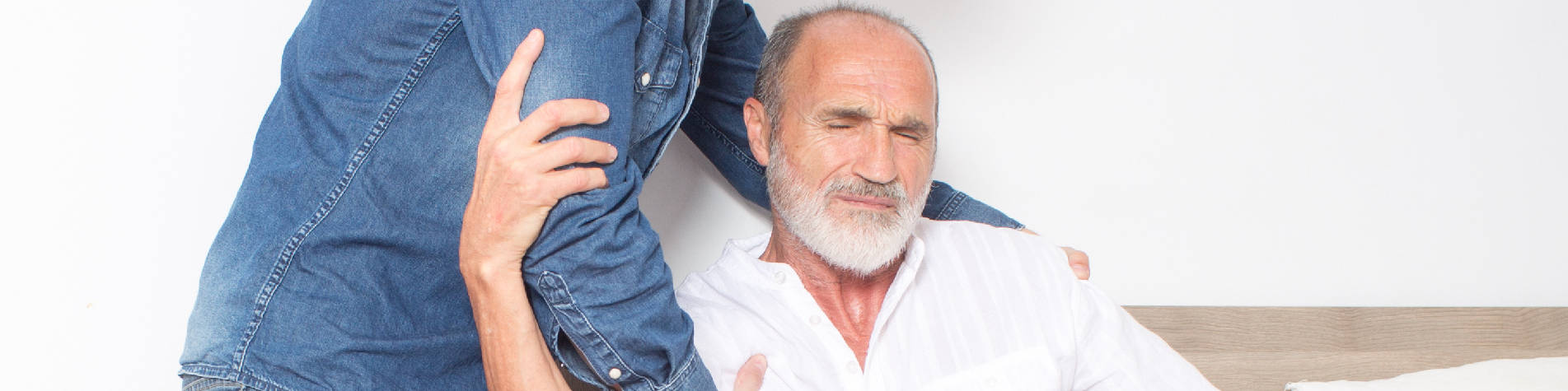 Lifting Techniques for Caregivers, Elderly Man Getting Picked Up By His Caregiver